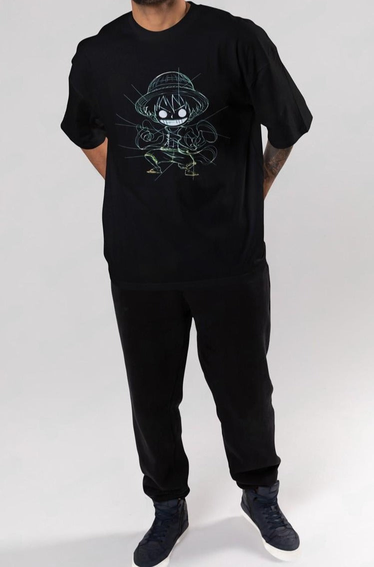 Luffy Oversized Black Tshirt