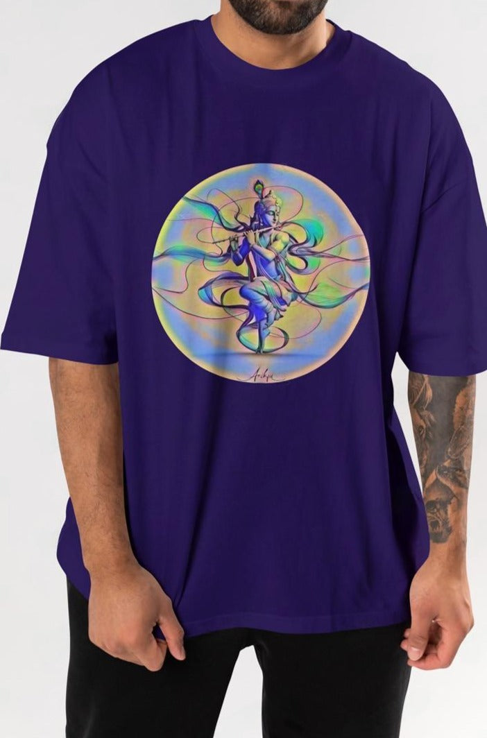 Shri Krishna Oversized Purple Tshirt