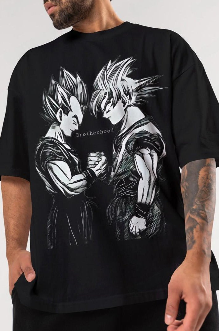 Goku x Vegeta Brotherhood Black Oversized Tshirt