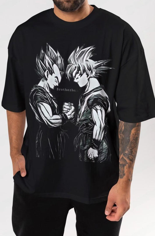 Goku x Vegeta Brotherhood Black Oversized Tshirt